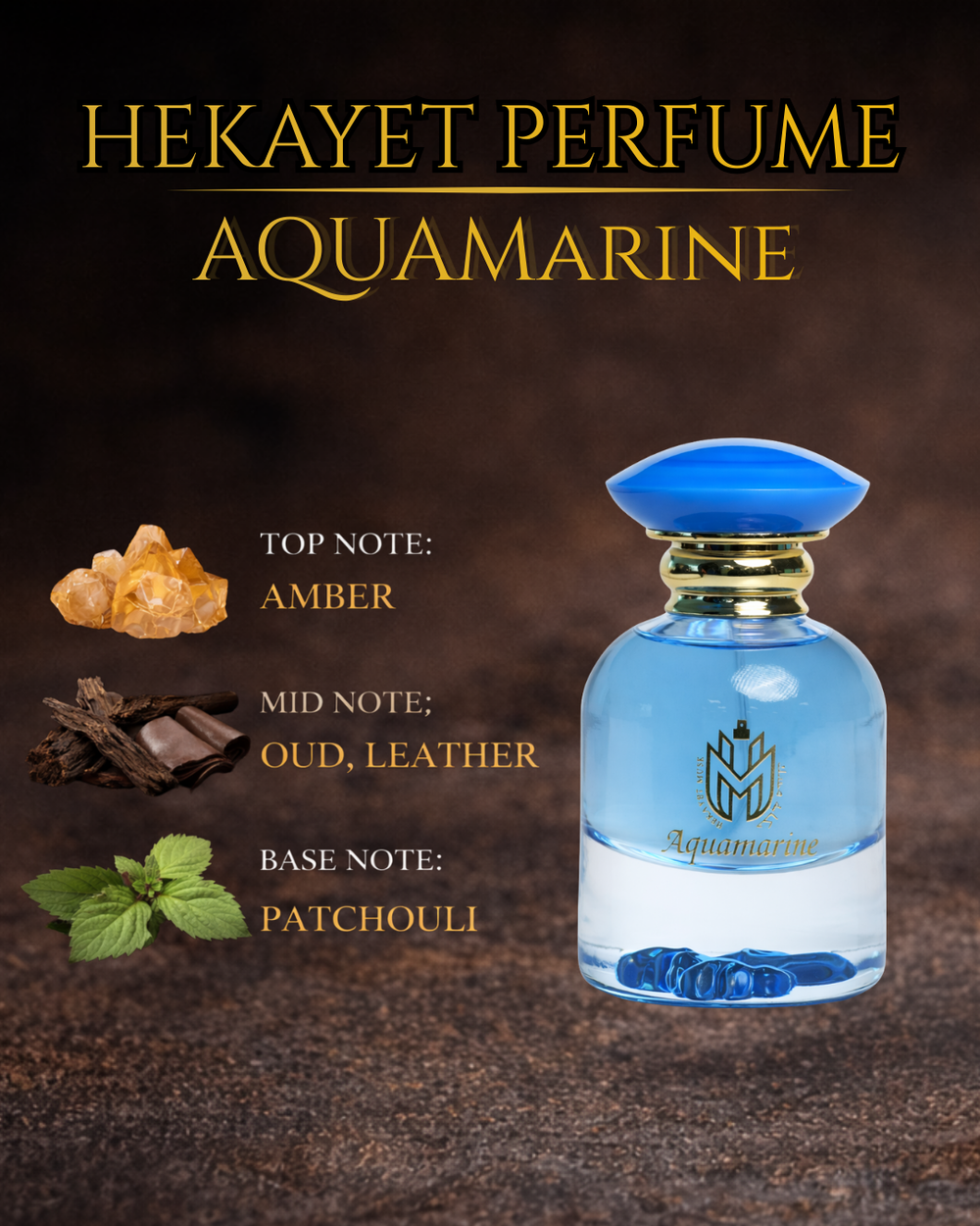 عطر حكاية أكوامارين او دو بارفان 100 مل – عطر للجنسين بعبير العنبر والعود والجلد والباتشولي | عطر فاخر يدوم طويلاً