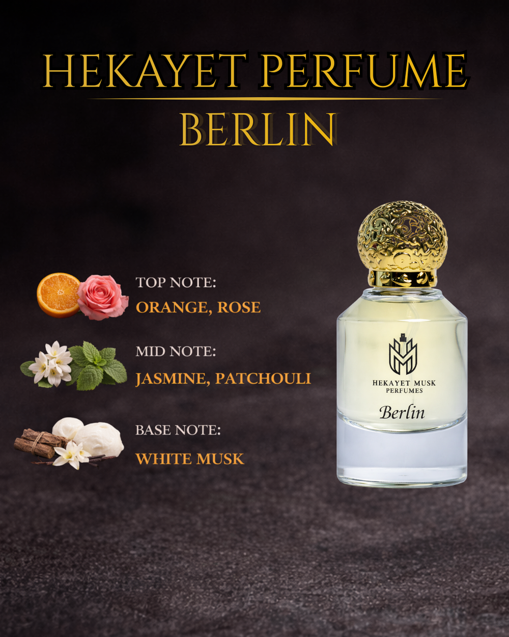 عطر حكاية برلين أو دو بارفان 100 مل – عطر للجنسين بالبرتقال والورد والمسك الأبيض | عطر زهري مسكي يدوم طويلاً