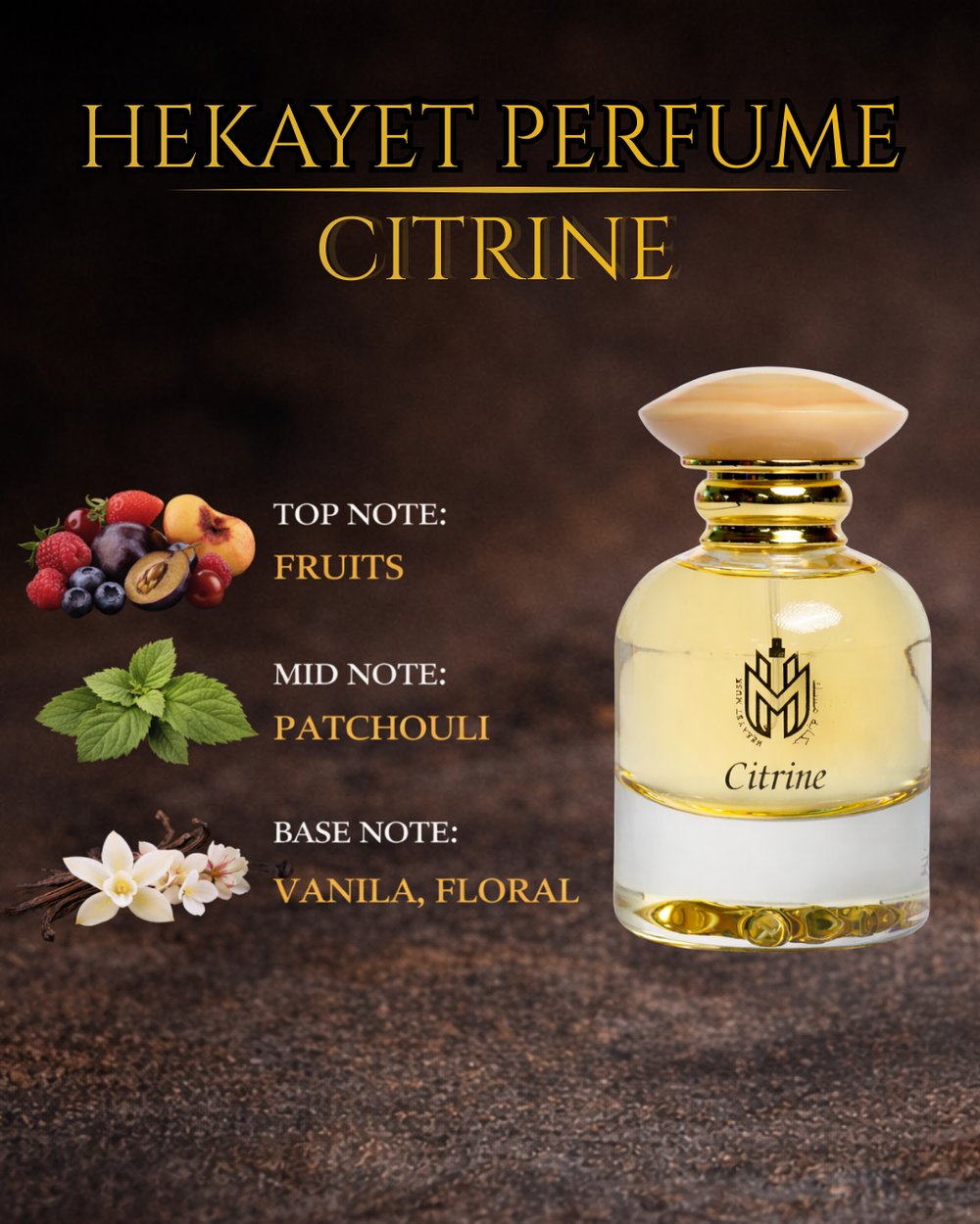 عطر حكاية سيترين أو دو بارفان 100 مل – عطر فواكه فانيليا باتشولي يدوم طويلاً للجنسين | عطر فاخر من الزهور للرجال والنساء