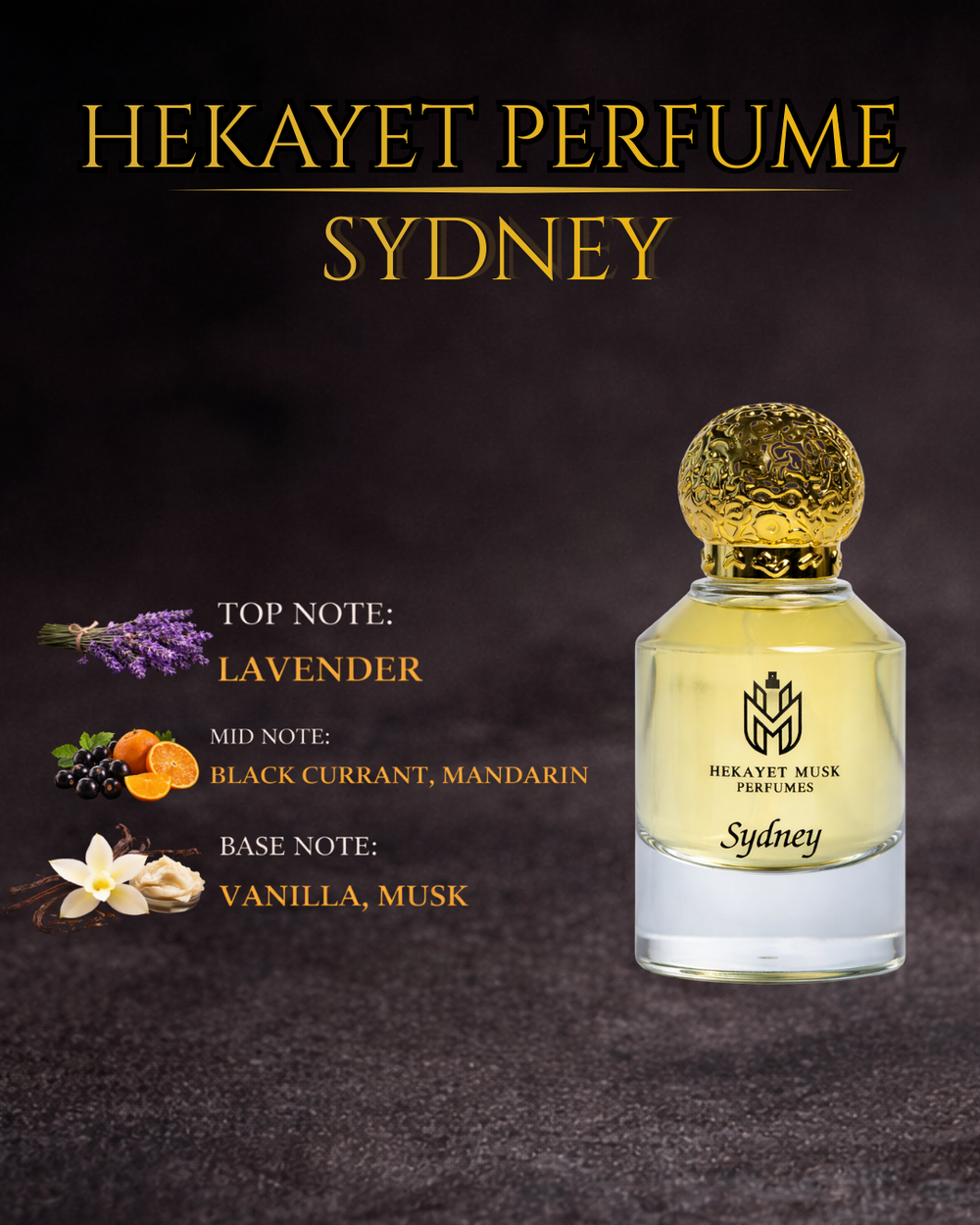 حكاية سدني ماء عطر 100 مل – عطر فاخر يدوم طويلاً برائحة اللافندر، الكشمش الأسود، المندرين، الفانيلا، والمسك